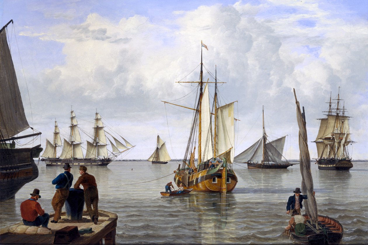 Toimitus Thamesin suistossa, 1820 tekijältä John Thomas Serres