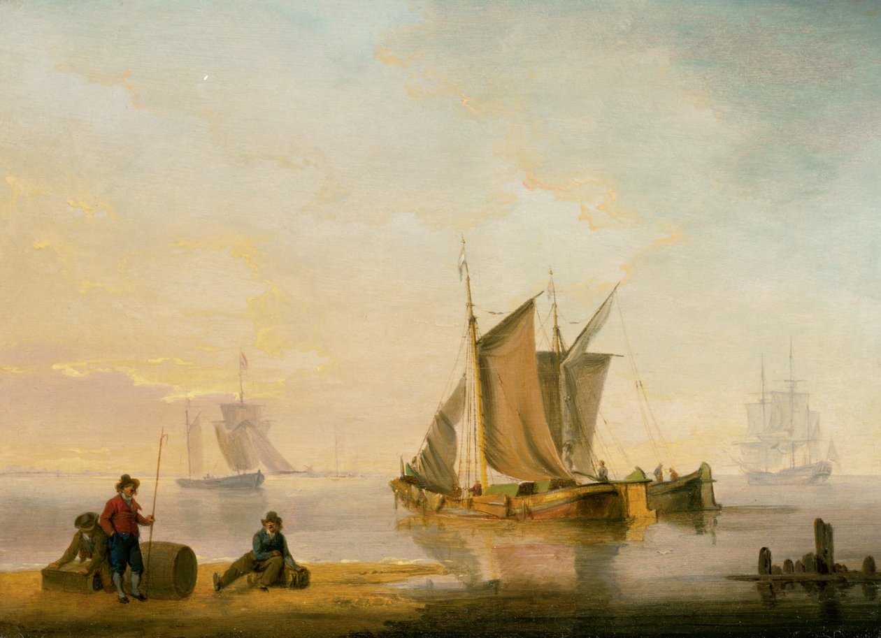 Weymouthin satama, 1805 (kynä, muste ja akvarelli paperille) tekijältä John Thomas Serres