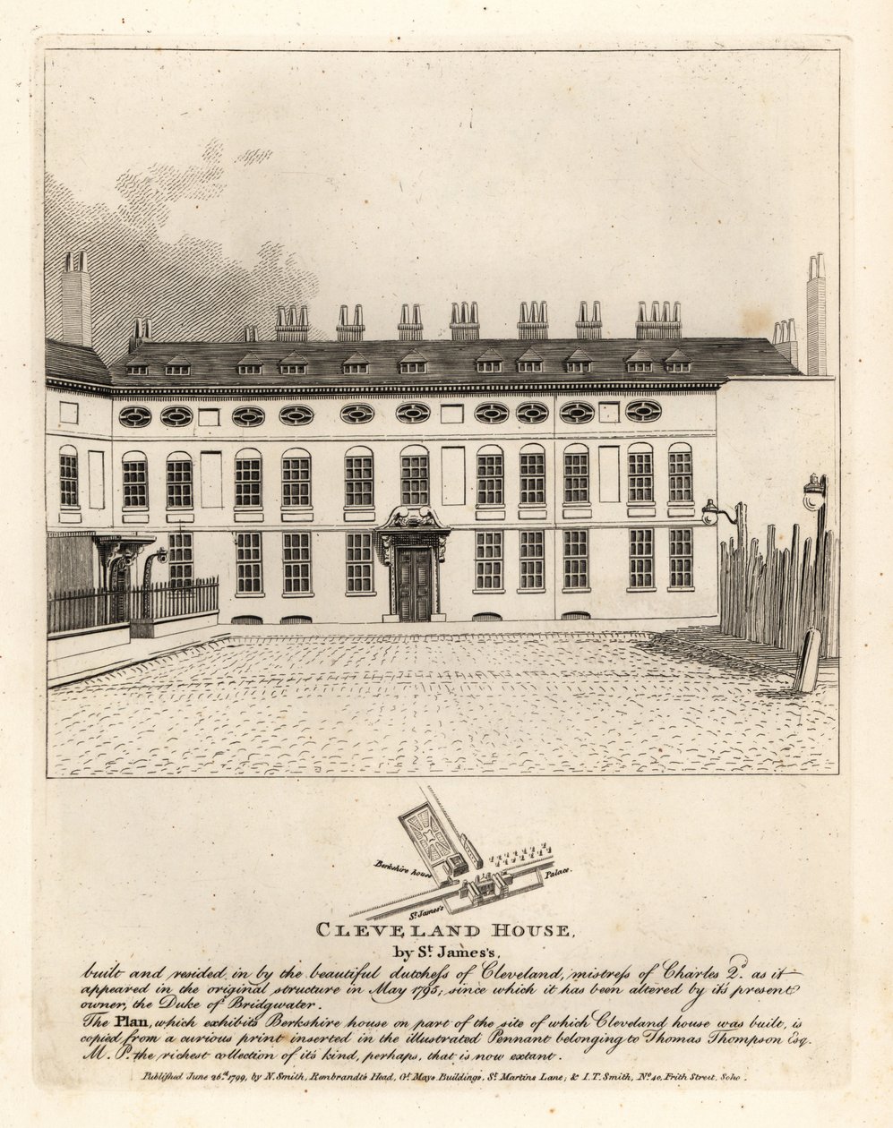 Cleveland House, St James Palace, Lontoo tekijältä John Thomas Smith