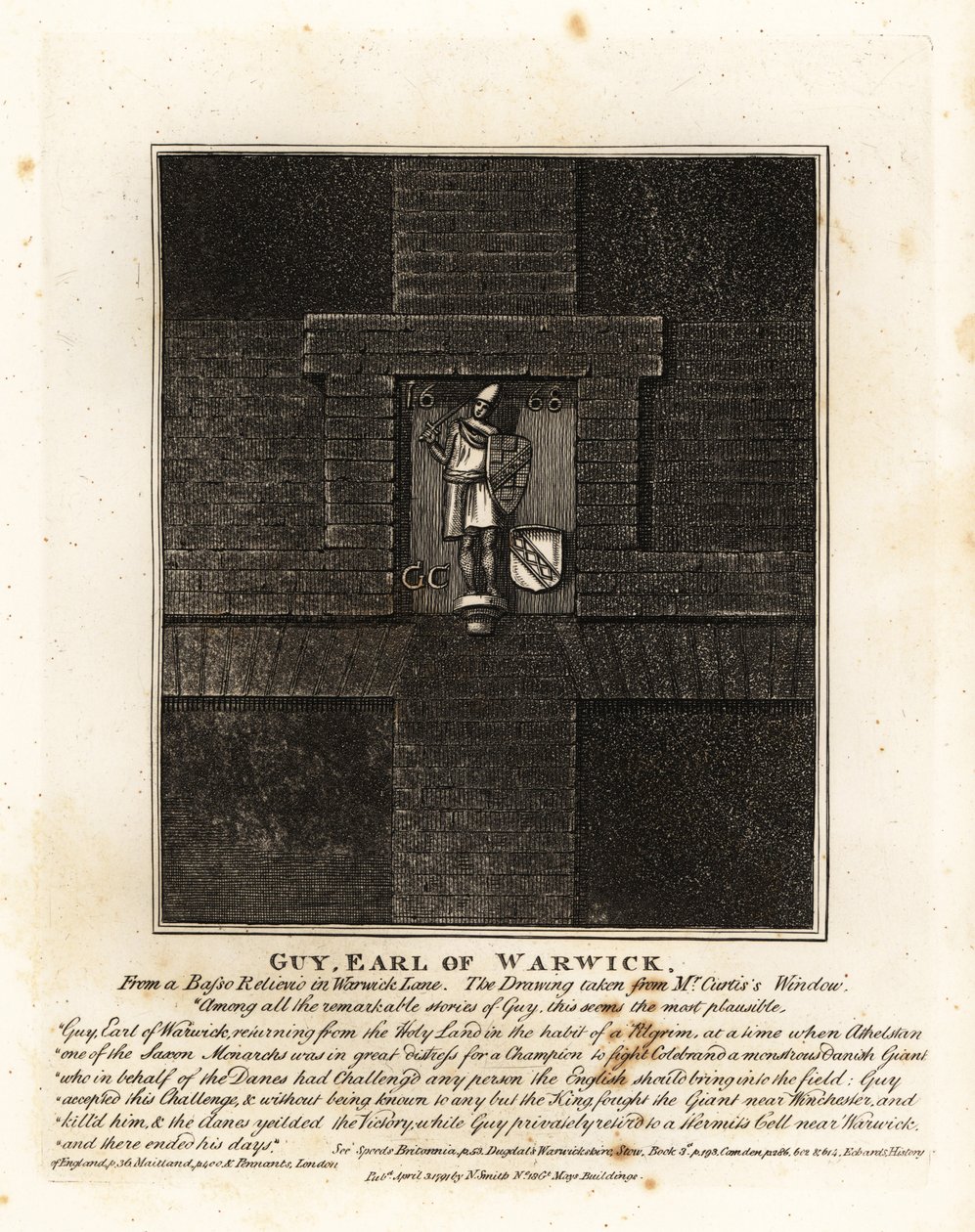 Guy, Earl of Warwick, bassorelieviosta Warwick Lanelta tekijältä John Thomas Smith