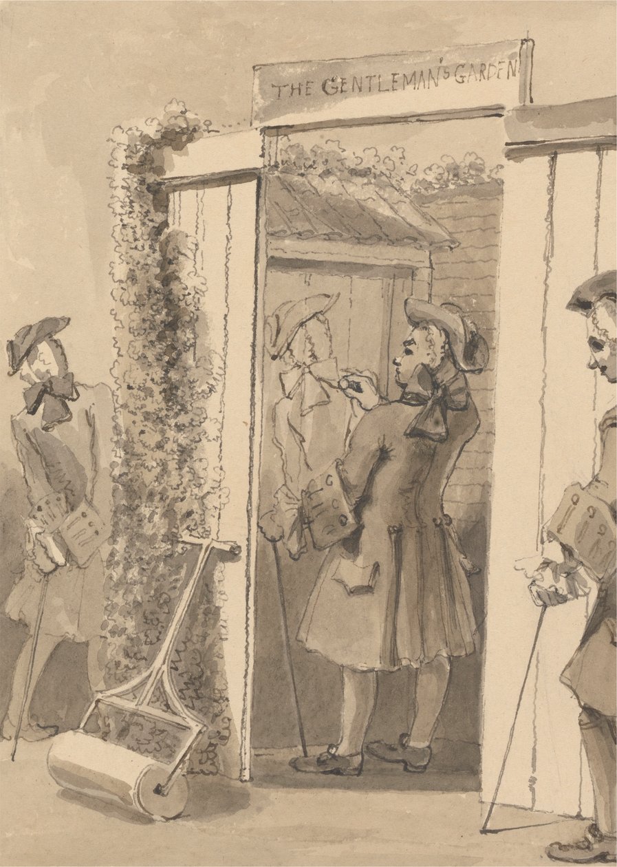 Hogarth, joka on aikansa ulkopuolella, piirtää kumppaninsa hahmon tietyn paikan ovelle kaikkien ystäviensä suureksi ihailuksi tekijältä John Thomas Smith