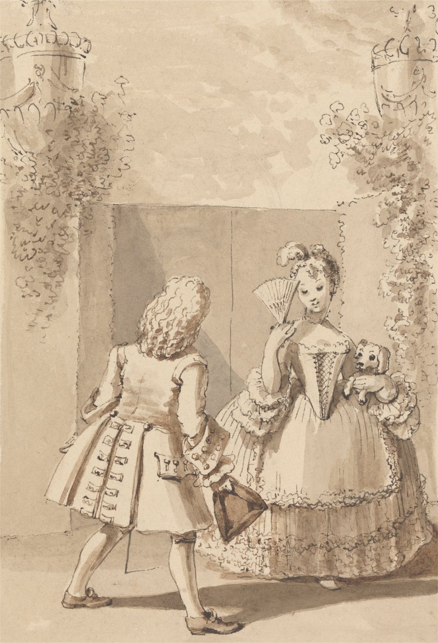 Hogarth julistaa rakkautensa neiti Thornhillille tekijältä John Thomas Smith