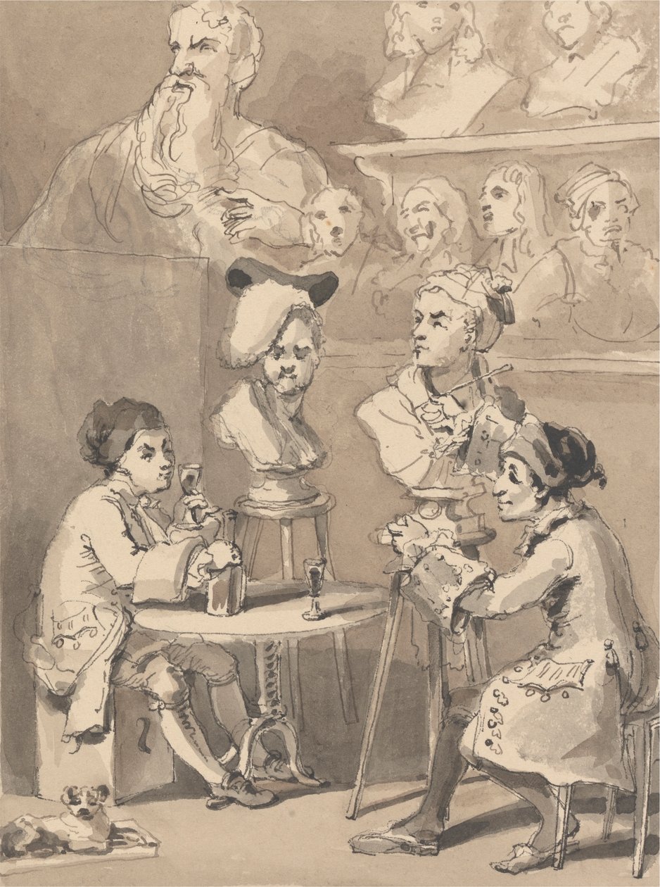 Hogarth istuu Roubiliacille hänen rintakuvaansa varten tekijältä John Thomas Smith