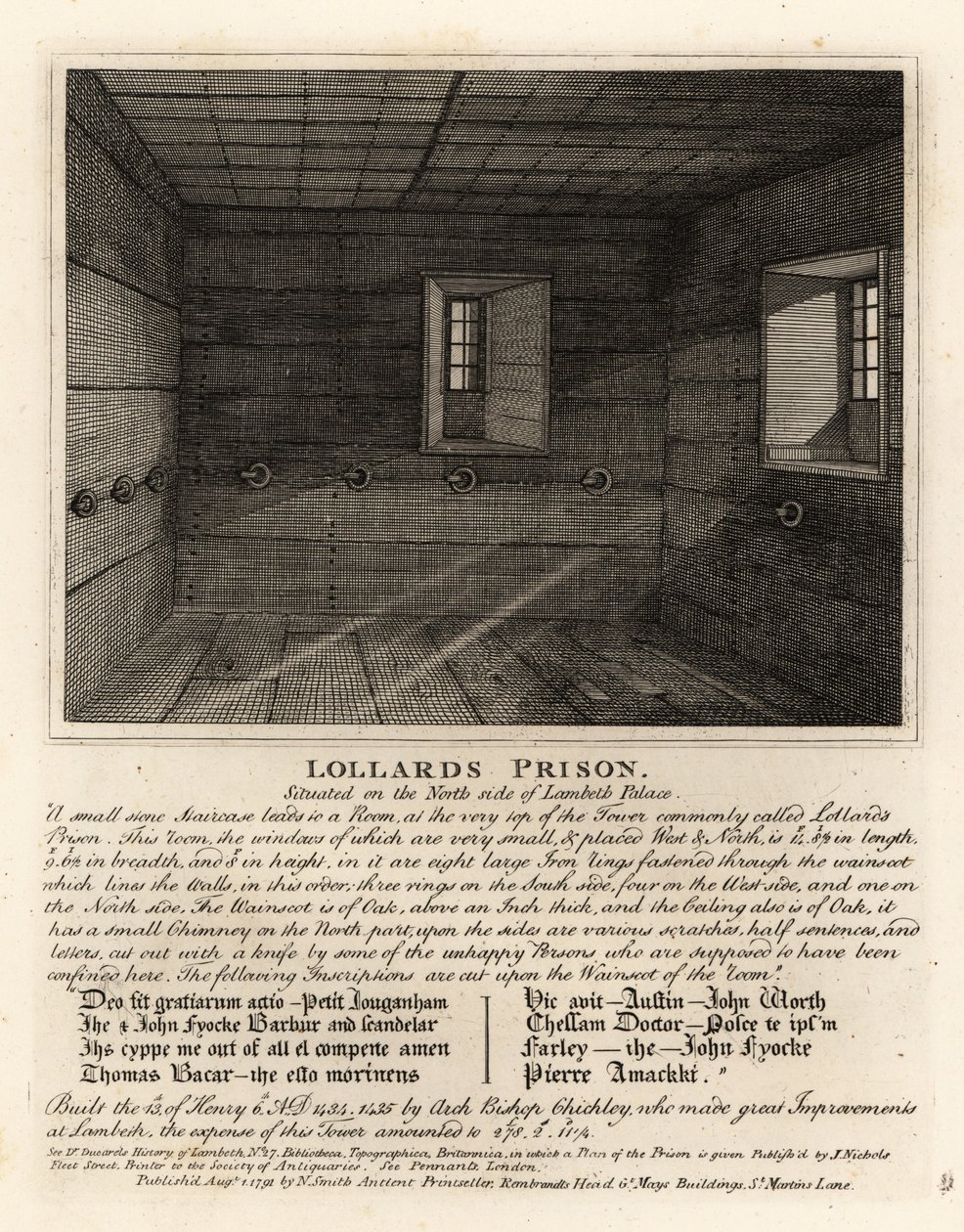 Lollardsin vankila, Lambethin palatsin tornissa tekijältä John Thomas Smith