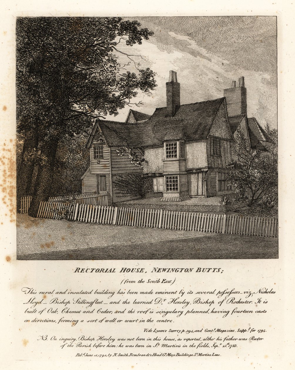 Rectorial House, Newington Butts tekijältä John Thomas Smith