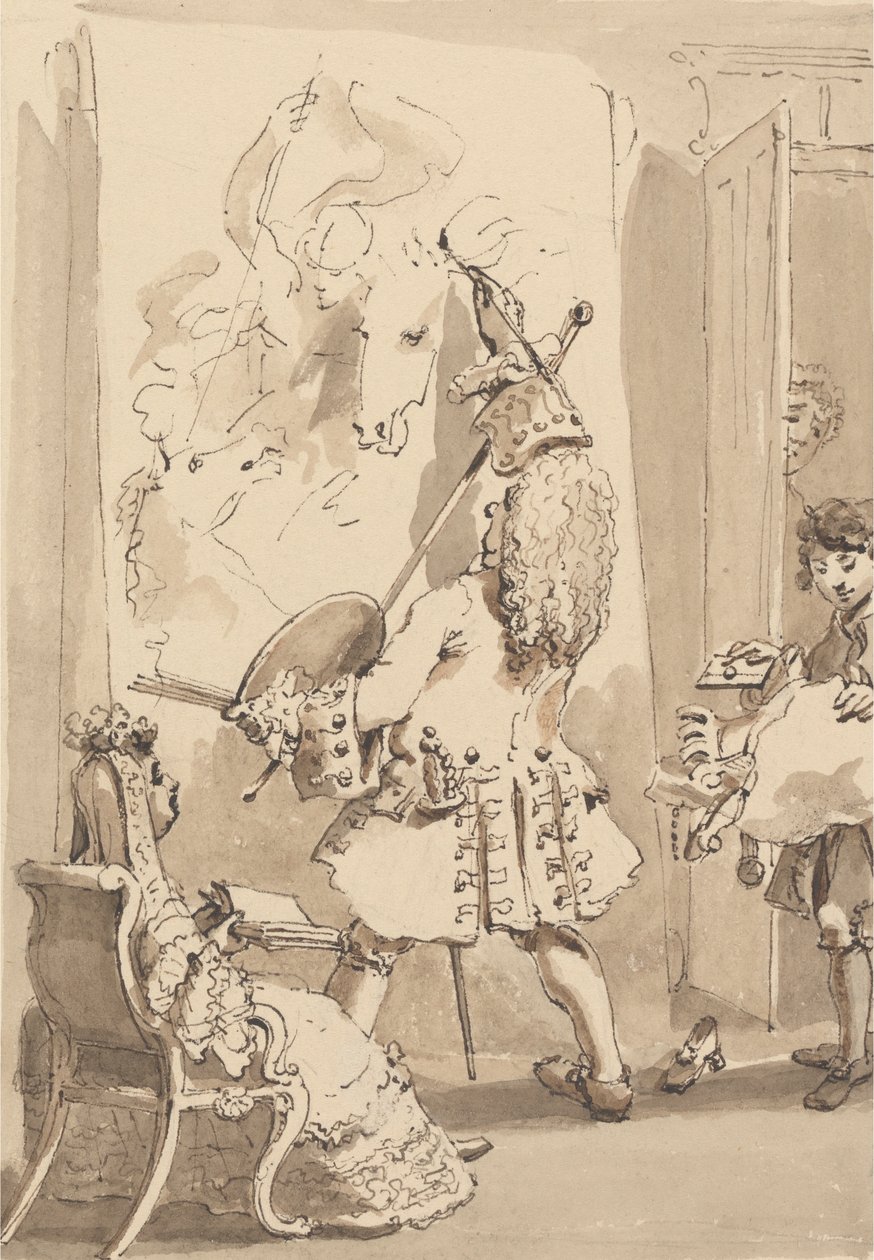Sir James Thornhillin poika astuu mestarinsa maalaushuoneeseen toimittamaan nippu ja kirje Lady Thornhillin läsnäollessa tekijältä John Thomas Smith