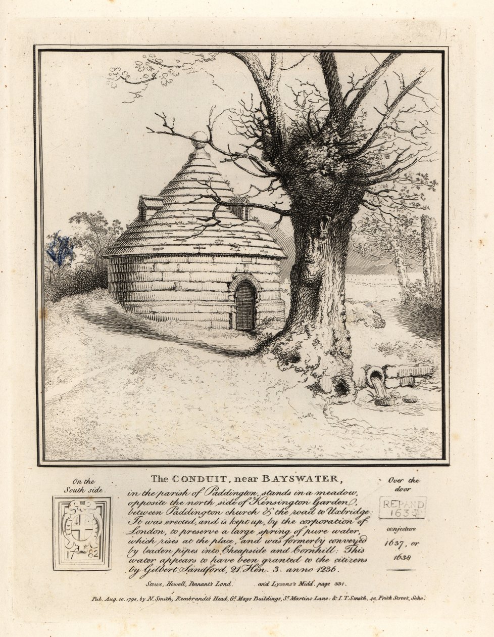 Putki lähellä Bayswateria, Paddington, rakennettu säilyttämään suuri lähde puhdasta vettä tekijältä John Thomas Smith