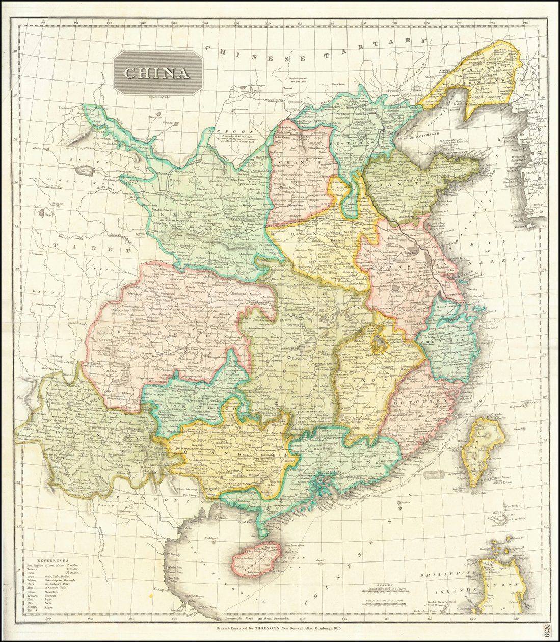 Kiinan kartta vuodelta 1815 tekijältä John Thomson