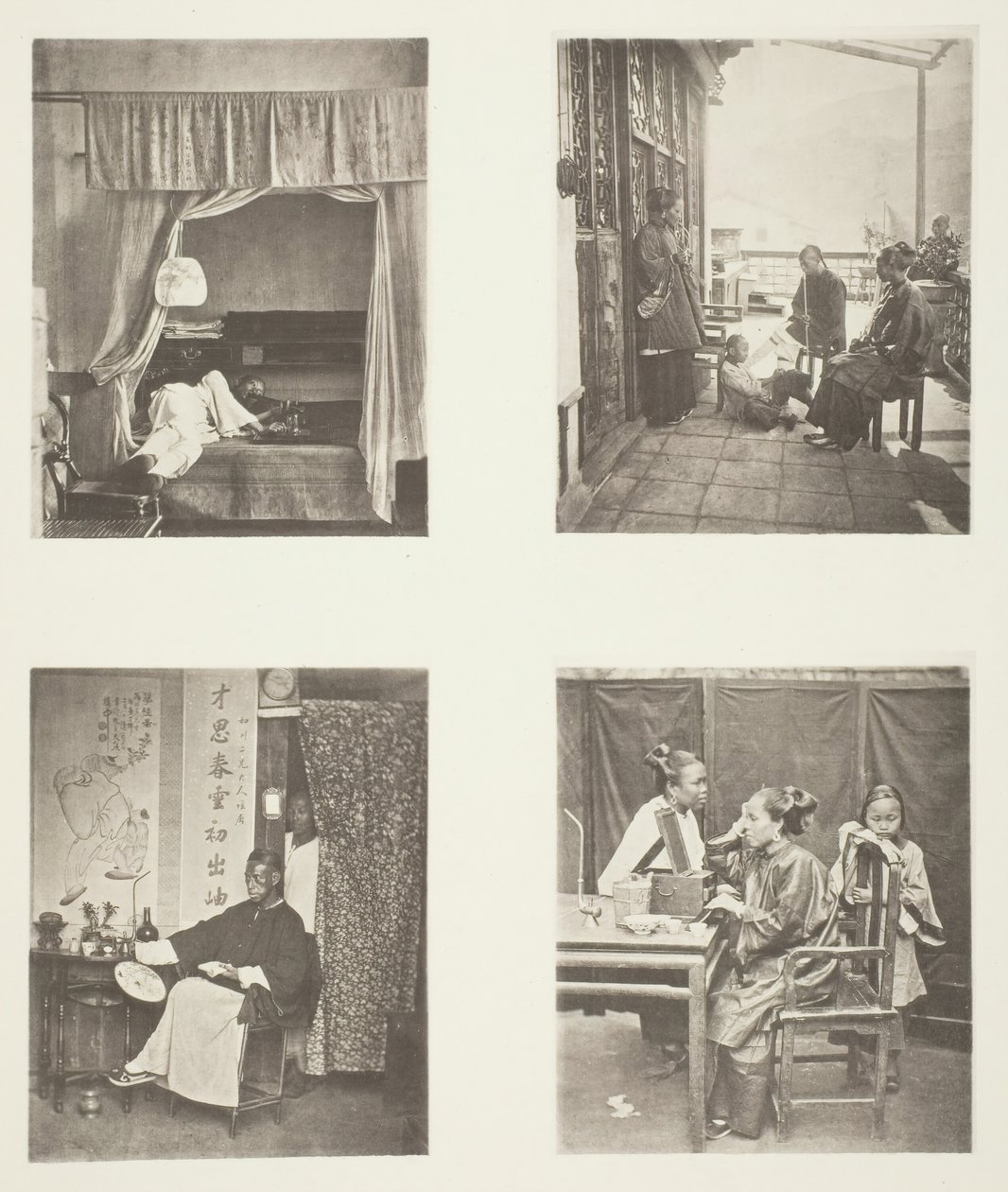 Oopiumpiippua kotona, Illallisen jälkeen, Lukeminen kunniaksi, WC, c. 1868. tekijältä John Thomson
