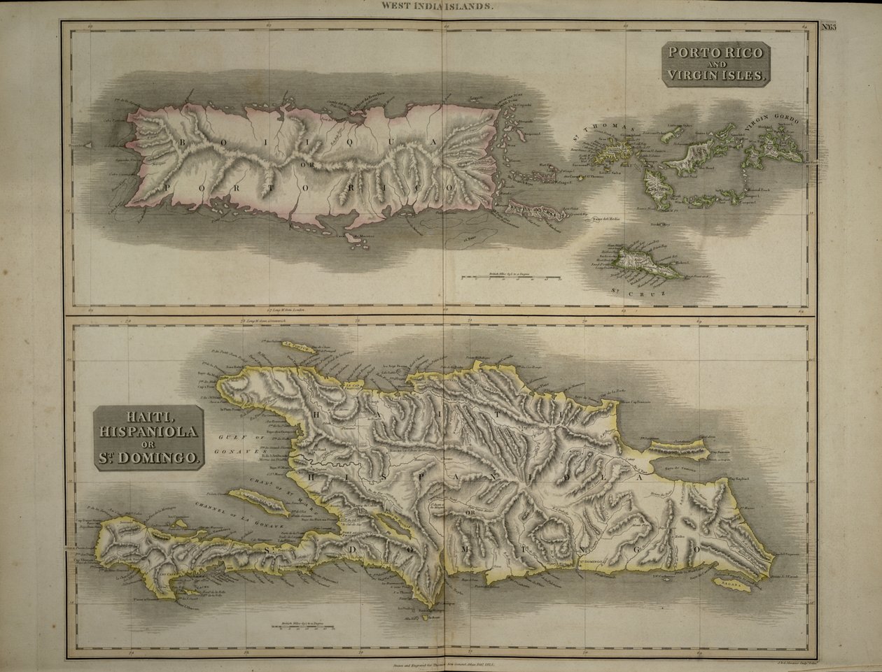 Porto Rico ja Neitsytsaaret: Haiti, Hispaniola tai St. Domingo, 1817 (käsinvärinen kaiverrus) tekijältä John Thomson