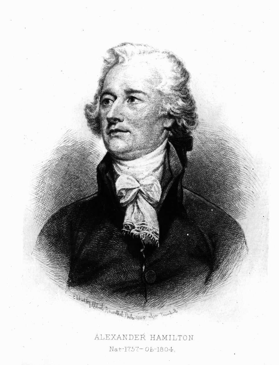Alexander Hamilton, kaiverrus Albert Rosenthal, 1888 tekijältä John Trumbull
