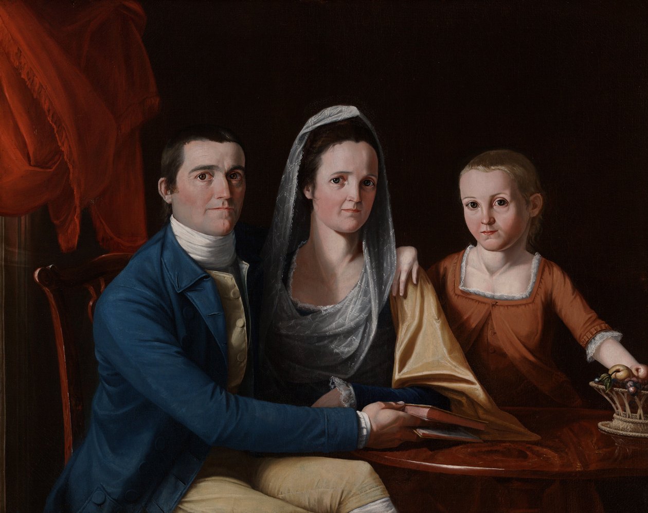Jonathan Trumbull nuorempi, Eunice Backus Trumbull ja Faith Trumbull (myöhemmin Faith Trumbull Wadsworth) (1740–1809, oikeustieteen tohtori 1797; 1749–1826; 1769–1846) tekijältä John Trumbull