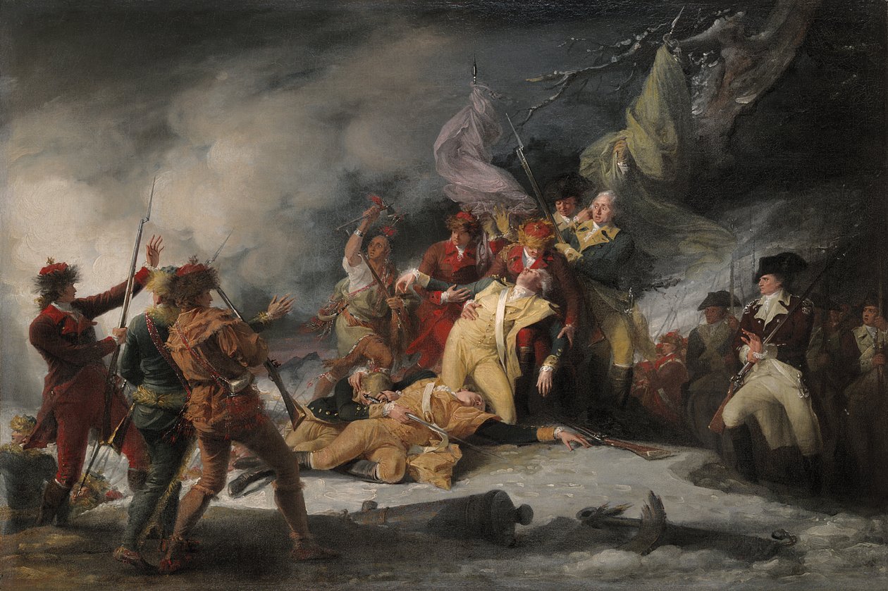 Kenraali Montgomeryn kuolema Quebecin hyökkäyksessä, 31. joulukuuta 1775, 1786 tekijältä John Trumbull