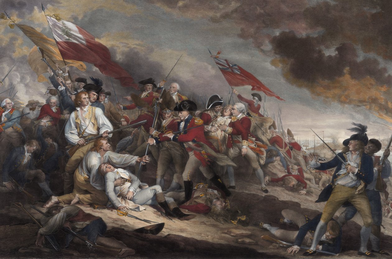 Kenraali Warrenin kuolema Bunker Hillin taistelussa, 17. kesäkuuta 1775, pub. 1786 tekijältä John Trumbull