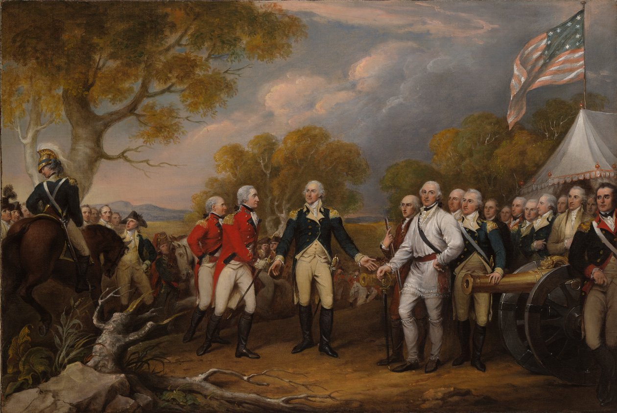Kenraali Burgoynen antautuminen Saratogassa, 16. lokakuuta 1777 tekijältä John Trumbull