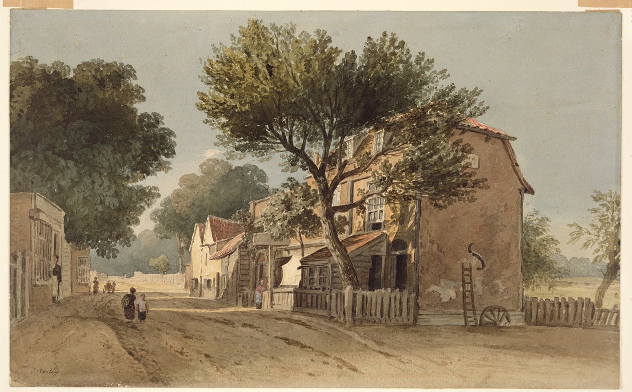 Leyton, Essex, noin 1800 (vesiväri paperille). tekijältä John Varley