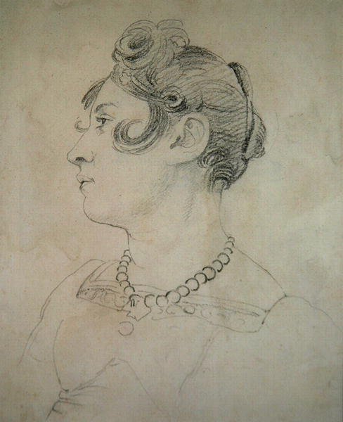 Matilda Lowryn muotokuva (kynä paperille) tekijältä John Varley