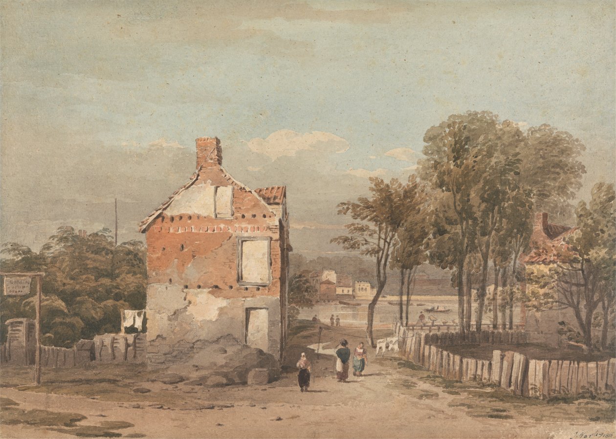 Thames lähellä vankeuslaitosta, Millbank, Lontoo tekijältä John Varley