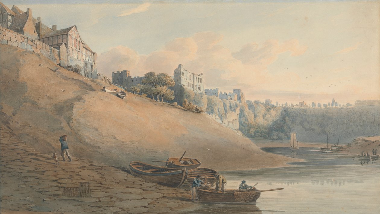 Näkymä Chepstow Castle, Monmouthshire, Under the Bridge tekijältä John Varley