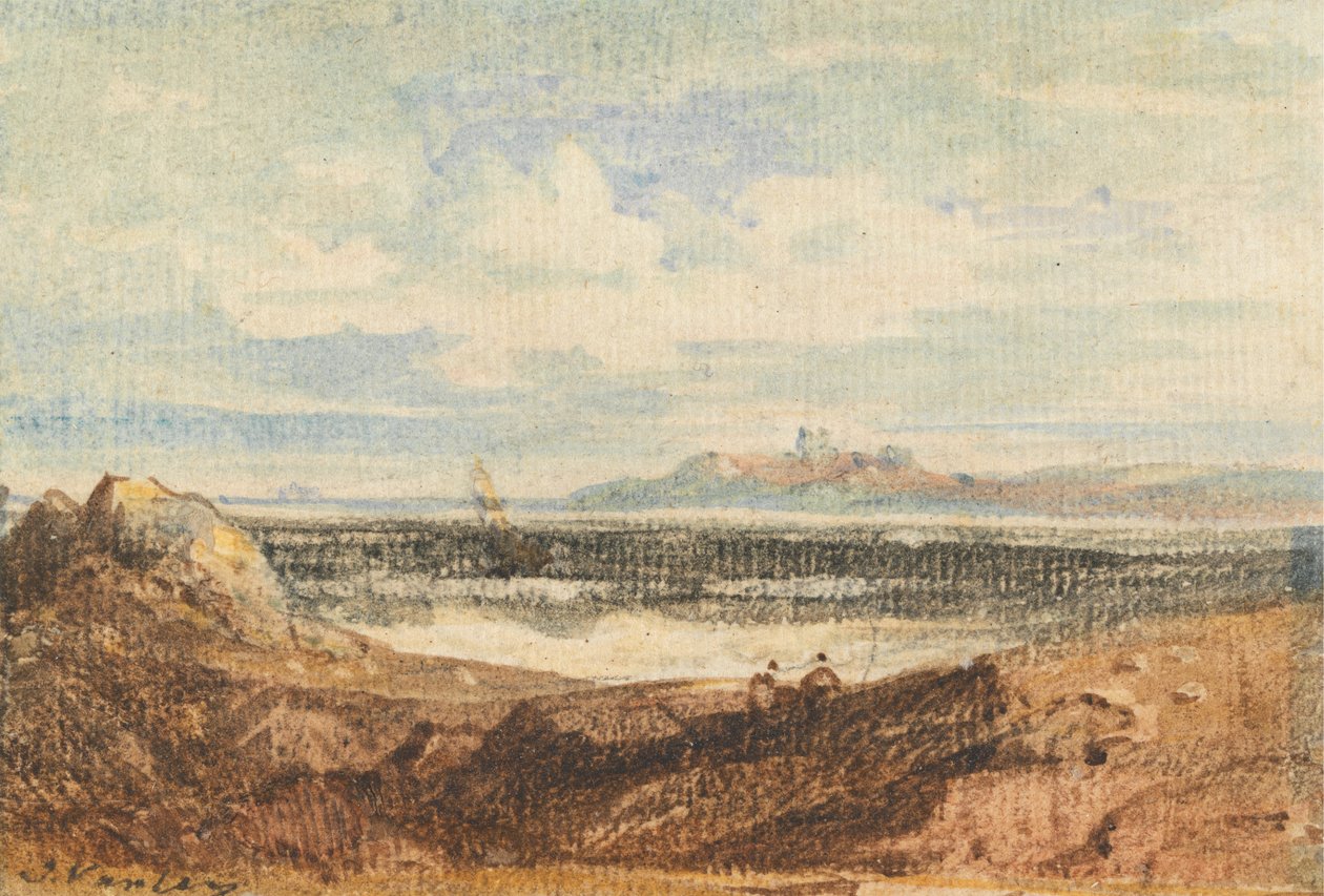 Vista do litoral acidentado, Bamburgh, Northumberland Finlandês tekijältä John Varley