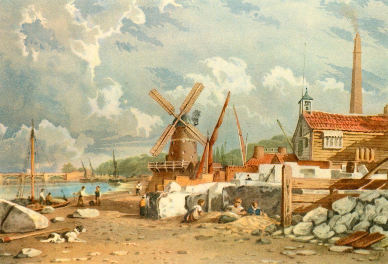 Randalls Flint Mill, Nine Elms, Battersea, 1830, 1947. tekijältä John Varley I