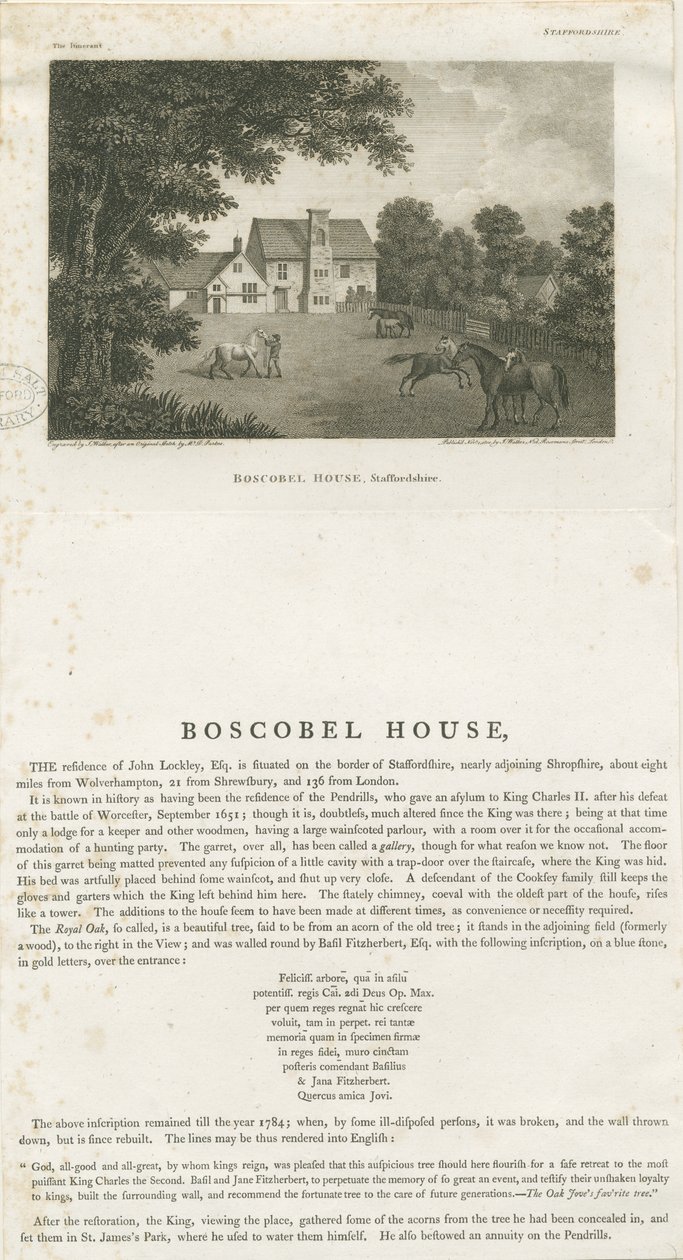 Boscobel House: kaiverrus, nd [1.11.1800] tekijältä John Walker
