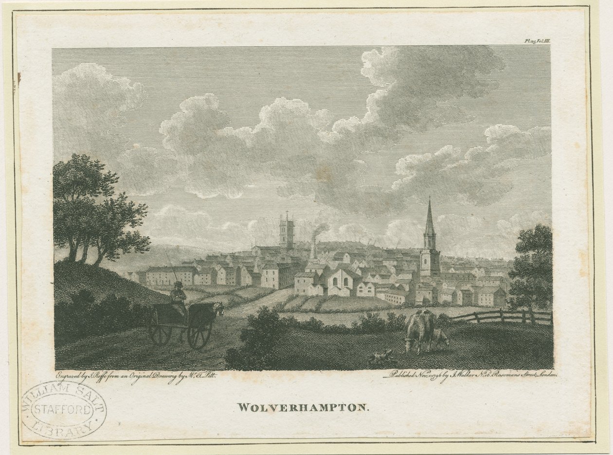 Wolverhampton - Lounaisnäkymä: kaiverrus, nd [c 1796] tekijältä John Walker