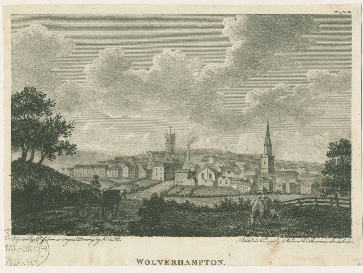 Wolverhampton - Lounaisnäkymä: kaiverrus, nd [c 1796] tekijältä John Walker