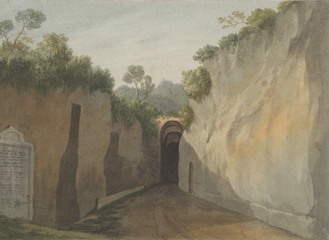 Sisäänkäynti Posillipon luolaan, Napoli, 1778-79. tekijältä John Warwick Smith