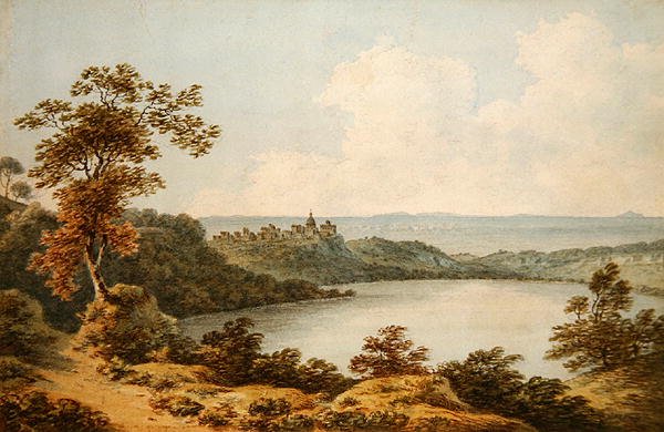 Albano-järvi (akvarelli paperille) tekijältä John Warwick Smith