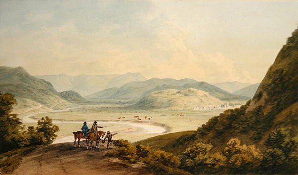 Llangollen (akvarelli paperille) tekijältä John Warwick Smith