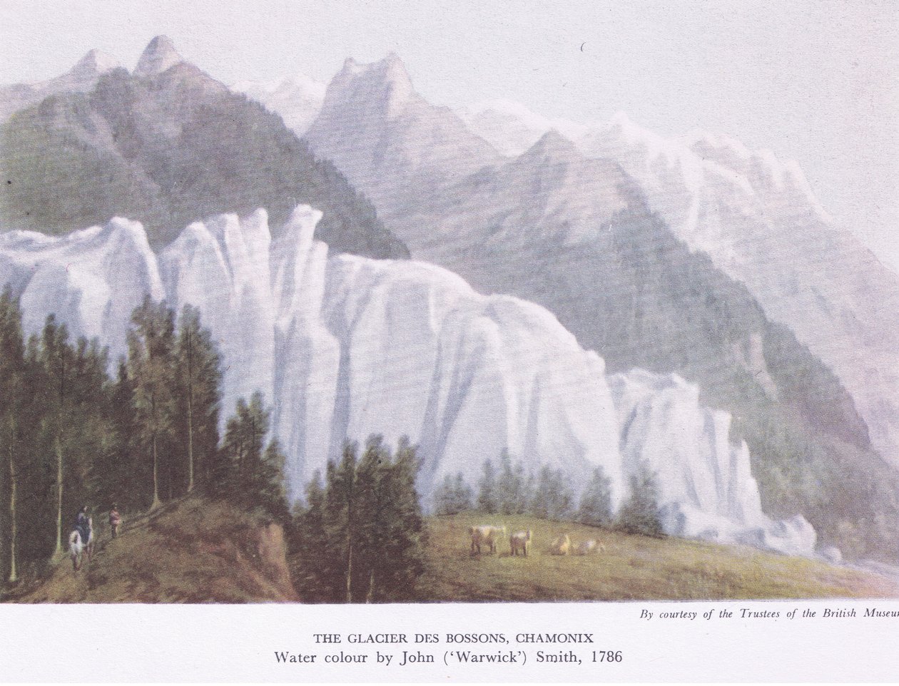 Glacier Des Bossons, Chamonix, Collinsin julkaisemasta Brittiläisestä seikkailusta, 1947. tekijältä John Warwick Smith