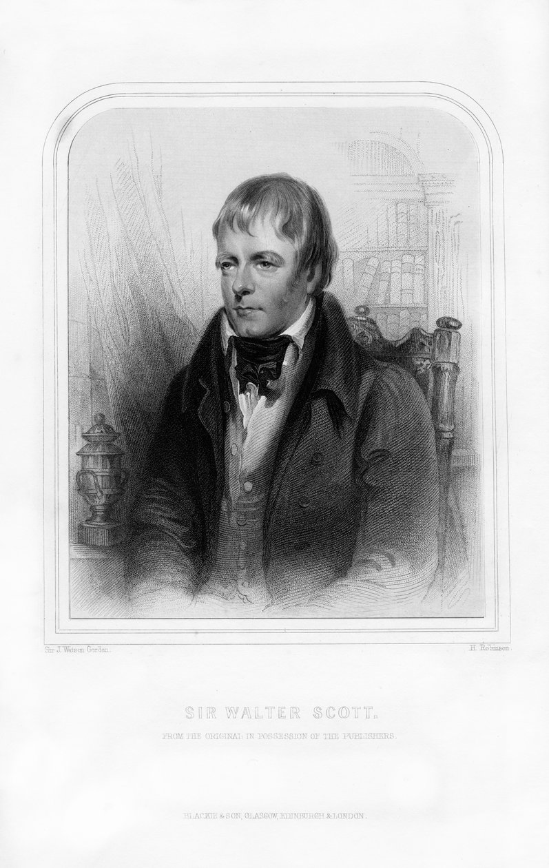 Sir Walter Scott, 1. Baronet, skotlantilainen historiallinen kirjailija ja runoilija, 1870. tekijältä John Watson Gordon