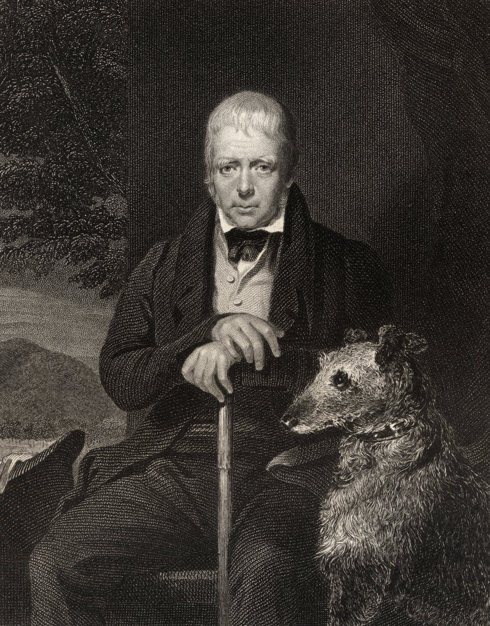 Sir Walter Scott, kaiverrettu W. Holl, "The National Portrait Gallery, Volume I", julkaistu noin 1820 tekijältä John Watson Gordon