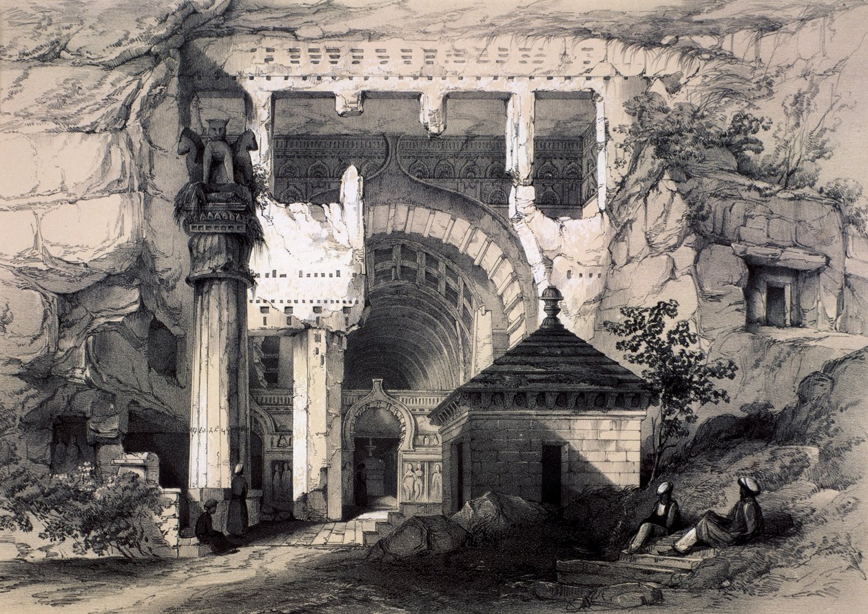 Karli, Suuren Chaityan luolan sisäänkäynti, 1845. tekijältä John Weale