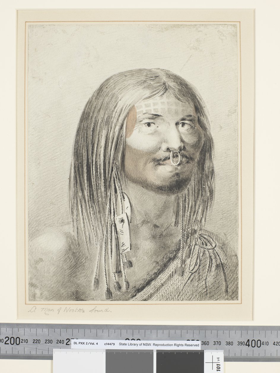 F.21 A Man of Nootka Sound, n. 1773-84 (akvarelli) tekijältä John Webber