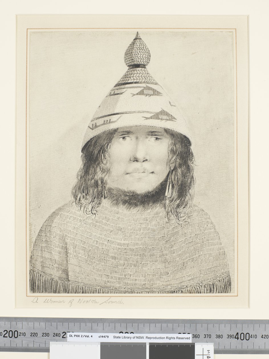 F.22 Nootka Soundin nainen, n.1773-84 (akvarelli) tekijältä John Webber