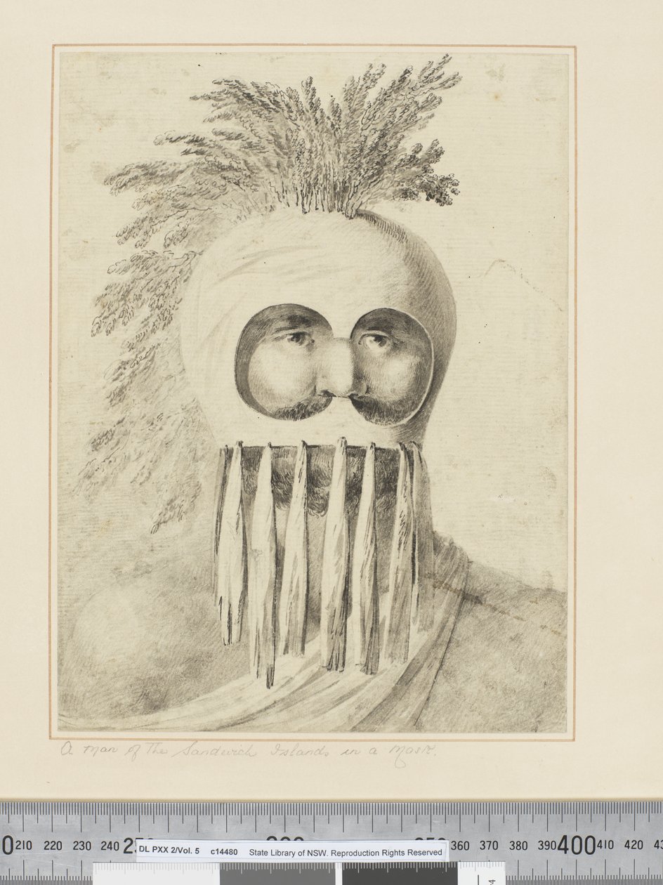 F.38 Sandwichsaarten mies naamiossa, n. 1773-84 (akvarelli) tekijältä John Webber