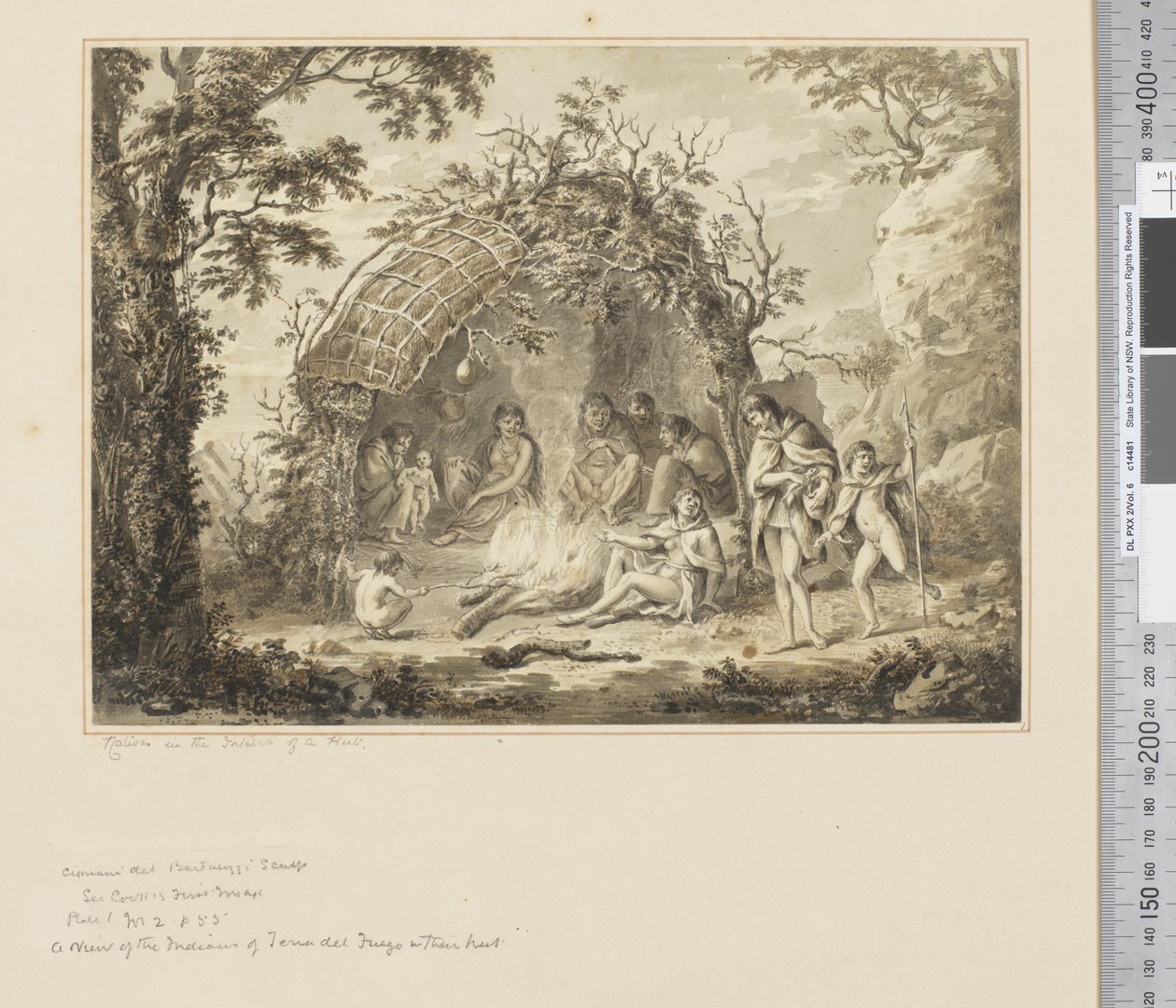 F.43 Natives in the Interior of the Hut, n.1783-84 (akvarelli) tekijältä John Webber