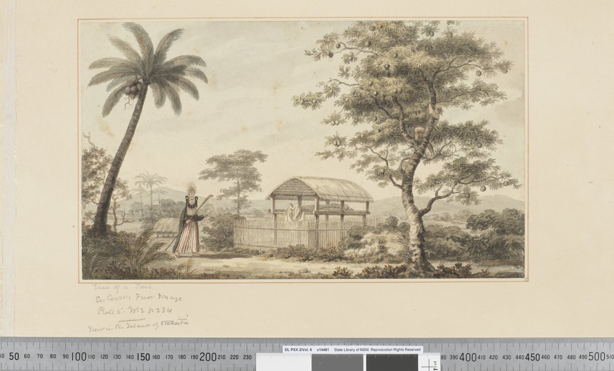 F.45 Näkymä haudasta n. 1783-84 (akvarelli) tekijältä John Webber