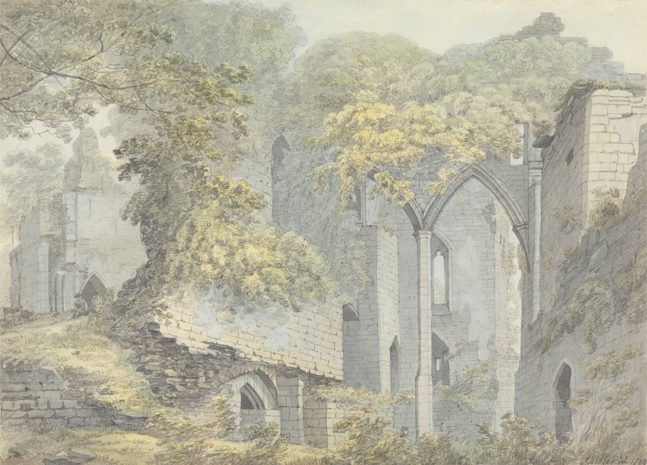 Goodrichin linna Wyen varrella, Hertfordshire tekijältä John Webber