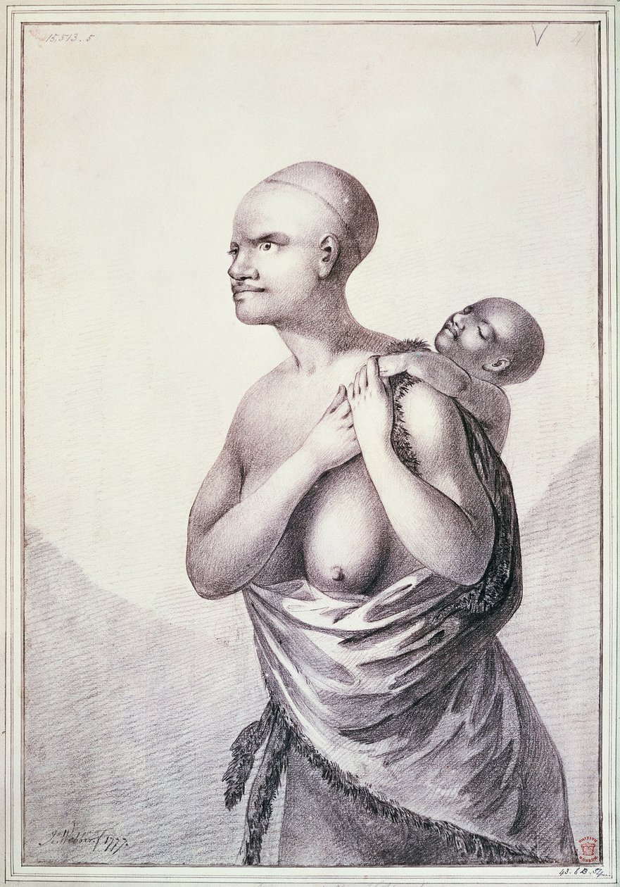 Naiset Van Diemenin maasta, nykyisestä Tasmaniasta, tammikuu 1777, piirustus John Webber (1750-1793), Australia tekijältä John Webber