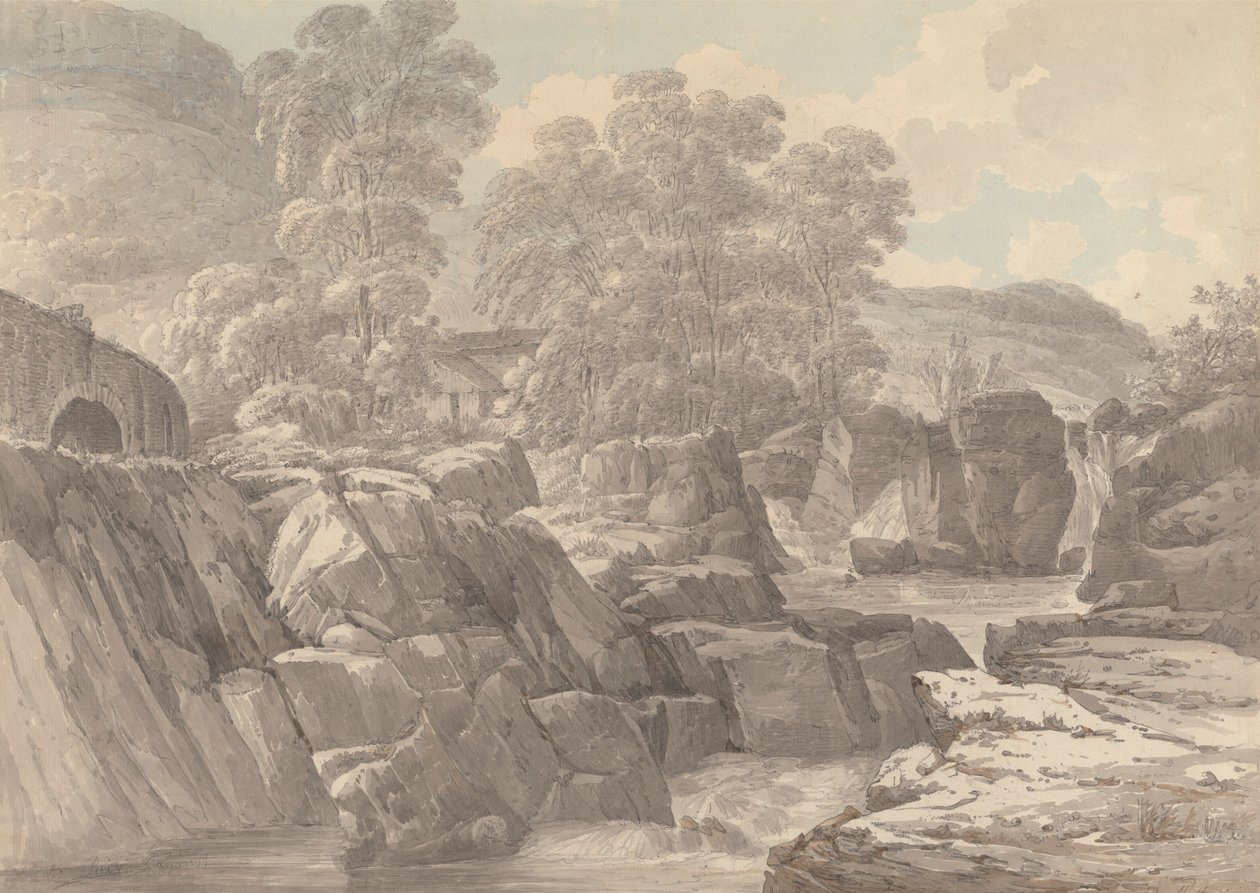 Pont-y-Pair Llugwy-joella lähellä Betws-y-Coedia, Denbighin osavaltiossa tekijältä John Webber