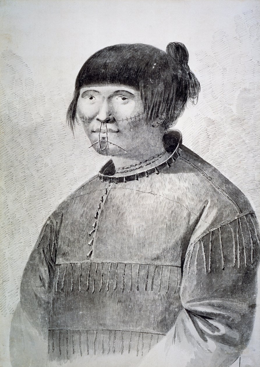 Muotokuva tatuoidusta kotoisin Unalaskan saarelta tekijältä John Webber