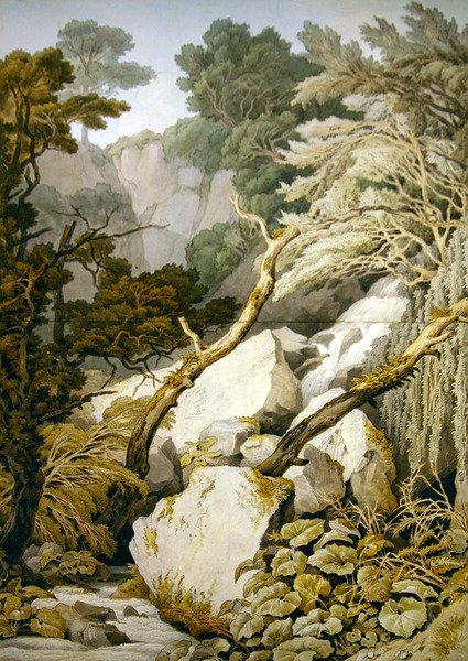 Chudleigh, Devon (kynä ja harmaa muste ja vesiväri kynällä paperille) tekijältä John White Abbott