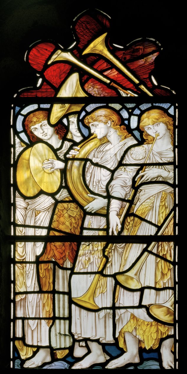 Musical Angels, Te Deum, East Window, n.1888 (lasimaalaus) tekijältä John William Brown