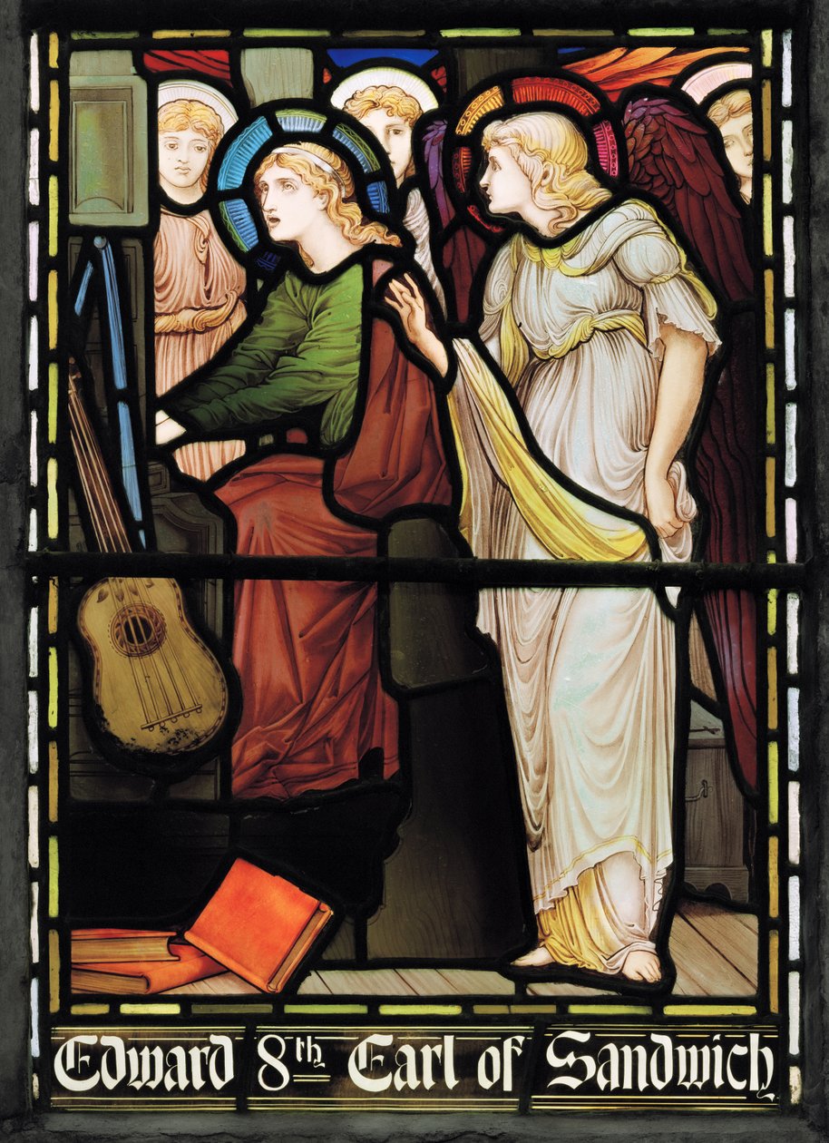 Pyhä Cecilia laulaa, Lady Chapel -ikkuna, noin 1885 (lasimaalauksia). tekijältä John William Brown