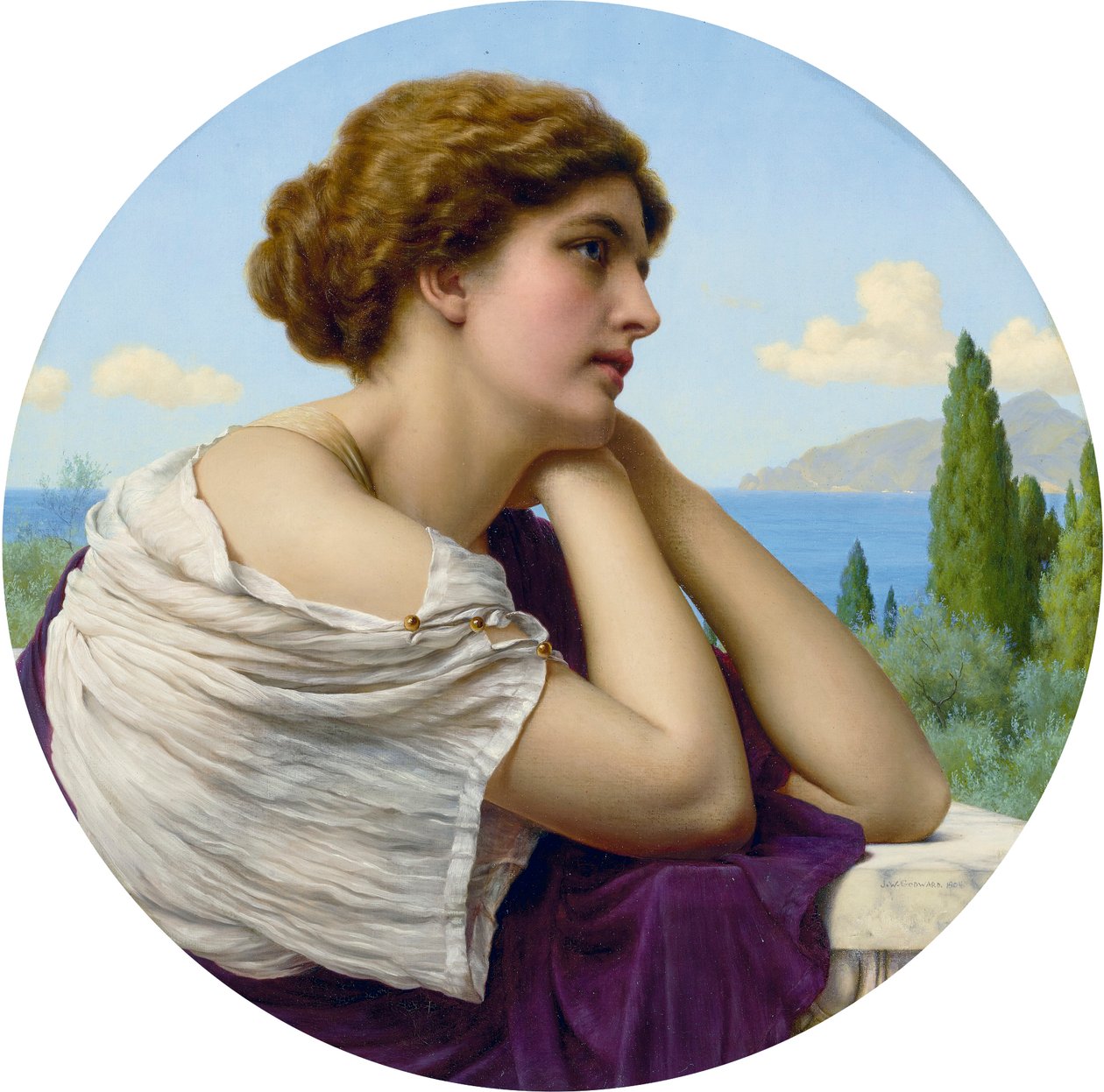 Sydän hänen huulillaan ja sielu hänen silmissään, kirjoittanut John William Godward. tekijältä John William Godward