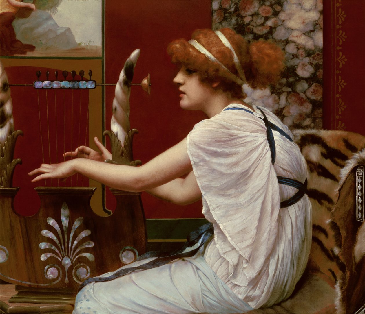 Muse Erato lyyrassaan, 1895 tekijältä John William Godward