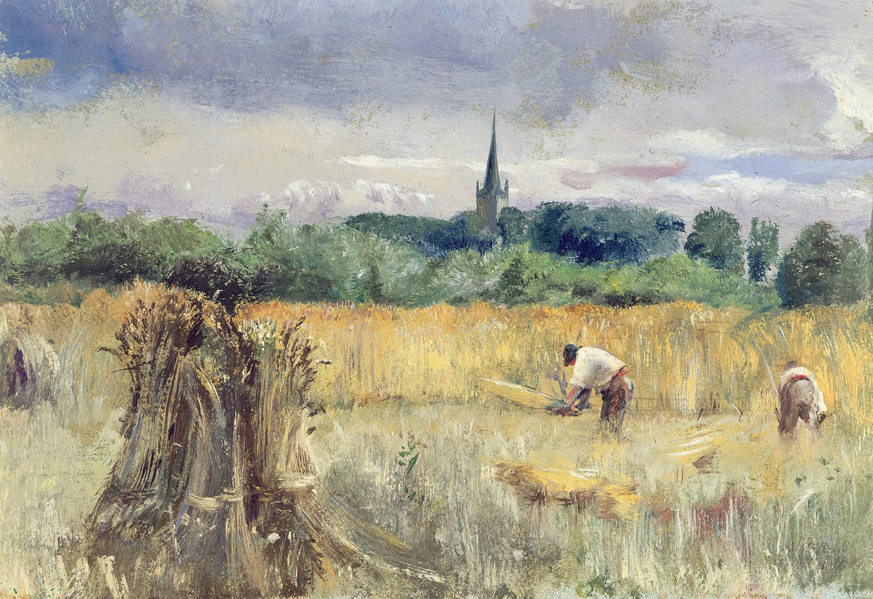 Harvest Field, Stratford-upon-Avon (öljy kankaalle) tekijältä John William Inchbold